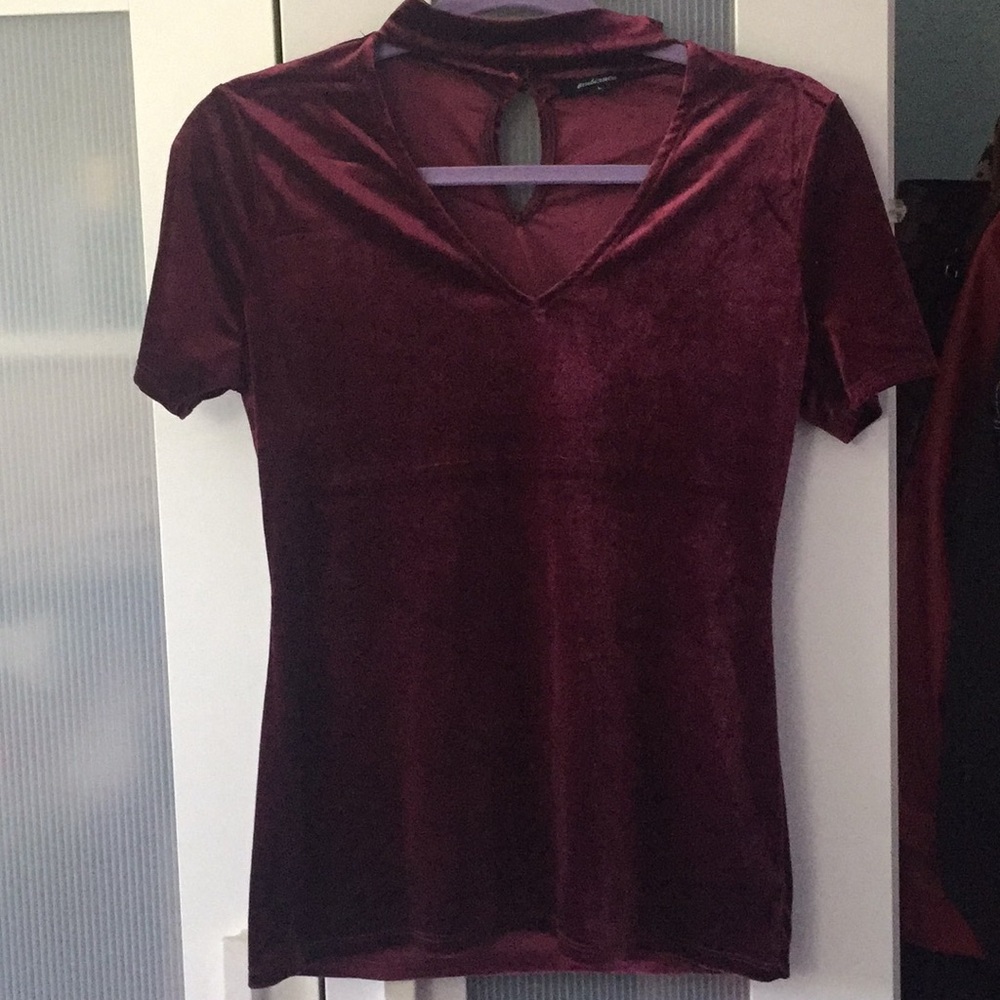 Wine colored velvet choker top